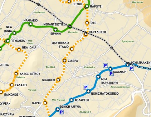 Χάρτης της επέκτασης του Μετρό προς Μαρούσι - Πηγή: Ελληνικό Μετρό